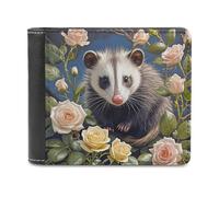 FekiLoot Opossum And Roses Wallet Large Capacity Slim Bifold Wallet with Multiple Card Slots PU Leather Men Purse