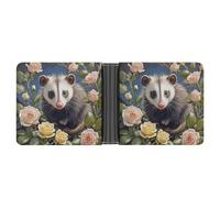 FekiLoot Opossum And Roses Wallet Slim PU Bifold Design Wallet with Multiple Card Slots Wallets Extra Capacity Pocket Wallets