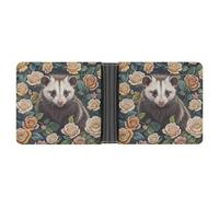 FekiLoot Opossum And Roses Wallet Slim PU Bifold Design Wallet with Multiple Card Slots Wallets Extra Capacity Pocket Wallets