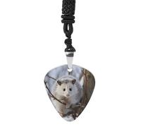FekiLoot Opossum In Snow Guitar Pick Necklace Titanium Steel Music Hip Hop Punk Pendant Necklaces Personalized Guitar Picks Necklace for Men And Women Metal Guitars Picks Necklaces