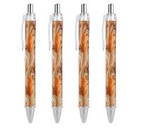 FekiLoot Orange Caramel Wave Ballpoint Pens Retractable Ball Point Pens Smooth-Flowing Black Ink 0.5mm Writing Pen Black Ink Pen for Men Women 4 PCS