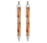 FekiLoot Orange Caramel Wave Ballpoint Pens Retractable Ball Point Pens Smooth-Flowing Black Ink 0.5mm Writing Pen Black Ink Pen for Men Women 2 PCS