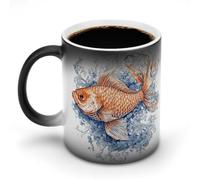 FekiLoot Orange Fish Ceramic Coffee Mug with Handle, Tea Cup with Heat Sensitive Color, Novelty Coffee Cup for Latte, Tea, Cappuccino, Milk, Cocoa