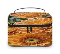 FekiLoot Orange Flowers Makeup Bag Large Capacity Travel Cosmetic Bag Lightweight Hand-held Toiletry Bags Portable Cosmetic Pouch Cute Make Up Pouch for Women