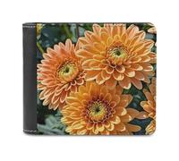 FekiLoot Orange Flowers Wallet Large Capacity Slim Bifold Wallet with Multiple Card Slots PU Leather Men Purse