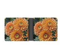 FekiLoot Orange Flowers Wallet Slim Leather Bifold Wallet Extra Capacity Wallets with Multiple Card Slots Men Billfold