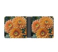 FekiLoot Orange Flowers Wallet Slim PU Bifold Design Wallet with Multiple Card Slots Wallets Extra Capacity Pocket Wallets