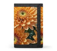 FekiLoot Orange Flowers Wallet Slim Trifold Wallets with Multiple Card Slots Credit Card Holder Pocket Coin Purse