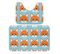 FekiLoot Orange Fox Stripes Bath Rug Mat 2 Piece Set 19.7"x31.5" Super Absorbent Bathroom Rugs with U Shaped Contour Bathroom Mat Washable Bath Mats, Non-Slip Backing for Toilet Rug