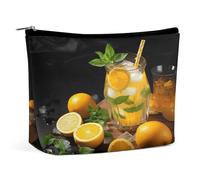 FekiLoot Orange Lemonade with Mint Toiletry Bag Travel Cosmetic Bag with Zipper Personalized Makeup Pouch Makeup Pouch for Women for Use in Daily Life Travel Other Occasions