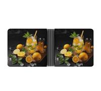 FekiLoot Orange Lemonade with Mint Wallet for Men Minimalist Small Bifold Wallet Card Holder for ID, Credit Cards, Cash, Commuters