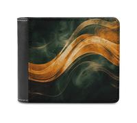 FekiLoot Orange Pattern PU Leather Wallet Bifold Wallet Front Pocket Wallets Fashion Purse Slim Billfold Credit Card Holder