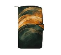 FekiLoot Orange Pattern Wallet Large Capacity Travel Double Fold Wallets Portable Zipper Leather Purse for Women Men