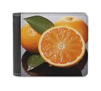 FekiLoot Orange PU Leather Wallet Bifold Wallet Front Pocket Wallets Fashion Purse Slim Billfold Credit Card Holder