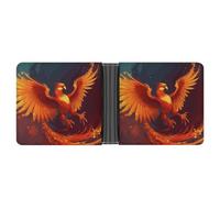 FekiLoot Orange Red Phoenix Wallet for Men Minimalist Small Bifold Wallet Card Holder for ID, Credit Cards, Cash, Commuters