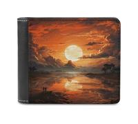 FekiLoot Orange Sky PU Leather Wallet Bifold Wallet Front Pocket Wallets Fashion Purse Slim Billfold Credit Card Holder