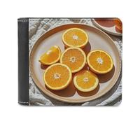 FekiLoot Orange Slices Wallet Large Capacity Slim Bifold Wallet with Multiple Card Slots PU Leather Men Purse