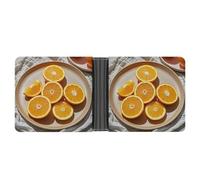 FekiLoot Orange Slices Wallet Slim Leather Bifold Wallet Extra Capacity Wallets with Multiple Card Slots Men Billfold