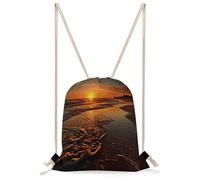 FekiLoot Orange Sunrise Beach Drawstring Backpack Gym Bag Lightweight Sport Gym Sackpack for Beach, Travel, Yoga, Swimming