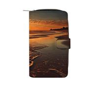 FekiLoot Orange Sunrise Beach Travel Wallet for Men & Women RFID Blocking Card Organizer Credit Card Holder Large Capacity