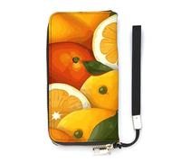 FekiLoot Oranges And Lemons Zipper Wallet Women Men RFID Blocking Credit Card Wallet, Purse Wristlet Large Capacity