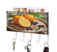 FekiLoot Oranges and Spices Key Holder Wall Mounted Key Hanger with 5 Hooks Hallway Key Rack Decor for Kitchen Entryway Key Hooks PU Leather Key Organizer for Front Door Office