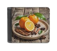 FekiLoot Oranges And Spices Wallet Large Capacity Slim Bifold Wallet with Multiple Card Slots PU Leather Men Purse