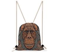 FekiLoot Orangutan Tribal Pattern Drawstring Backpack Gym Bag Lightweight Sport Gym Sackpack for Beach, Travel, Yoga, Swimming