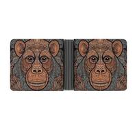 FekiLoot Orangutan Tribal Pattern Leather Wallet Double-Sided Different Images Bifold Wallet Ultra Strong Stitching Slim Wallets