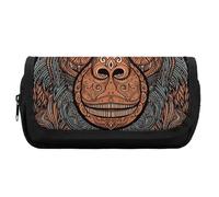FekiLoot Orangutan Tribal Pattern Pencil Case Office Pencil Box Large Capacity Pencil Box Pouch Holder Double Zipper Pencil Case Use to Organize Desktop And Plan Space Home Office
