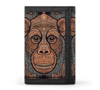 FekiLoot Orangutan Tribal Pattern Wallet Men's Trifold Wallet Extra Capacity Credit Card Holder Cards Purse Front Pocket