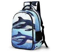 FekiLoot Orca Killer Whale Backpack for Women Men Nurse Bag Front Pocket, Carry On Backpack for Weekender Business Hiking