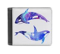 FekiLoot Orca Killer Whale Bifold Wallet PU Leather Slim Card Holder with Exquisite Stitching Soft Touch Casual Bi-fold Purse Classic Compact Wallet for Everyday Work and Travel