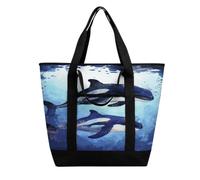 FekiLoot Orca Killer Whale Shopping Bag Tote Bag Reusable Grocery Bags