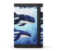 FekiLoot Orca Killer Whale Trifold Wallet Slim Minimalist Front Pocket Men's Passcase Wallet Credit Card Holder