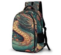FekiLoot Oriental Dragon Pattern Backpack for Women Men Nurse Bag Front Pocket, Carry On Backpack for Weekender Business Hiking