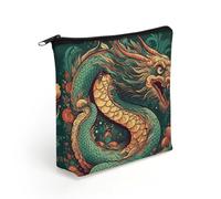FekiLoot Oriental Dragon Pattern Cosmetic Bag Make Up Bag Storage Bags | Portable Travel Toiletry Bags Lightweight Small Makeup Cosmetic Bag with Zipper for Travel Accessories