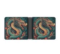 FekiLoot Oriental Dragon Pattern Leather Wallet Double-Sided Different Images Bifold Wallet Ultra Strong Stitching Slim Wallets