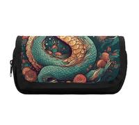 FekiLoot Oriental Dragon Pattern Pencil Case Office Pencil Box Large Capacity Pencil Box Pouch Holder Double Zipper Pencil Case Use to Organize Desktop And Plan Space Home Office
