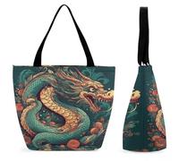 FekiLoot Oriental Dragon Pattern Tote Bag Beach Bag Shopping Bags