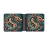 FekiLoot Oriental Dragon Pattern Wallet for Men Minimalist Small Bifold Wallet Card Holder for ID, Credit Cards, Cash, Commuters