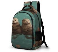 FekiLoot Otters in Love Backpack for Women Men Nurse Bag Front Pocket, Carry On Backpack for Weekender Business Hiking