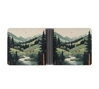 FekiLoot Outdoor Landscape Leather Wallet Double-Sided Different Images Bifold Wallet Ultra Strong Stitching Slim Wallets
