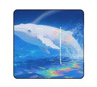 FekiLoot Outdoor Picnic Blanket Waterproof Foldable Beach Blankets Albino Humpback Whale Extra Large Lightweight Picnic Mat for Beach, Spring Camping Grass Lawn Park Accessories 150x150cm