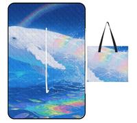 FekiLoot Outdoor Picnic Blanket Waterproof Foldable Beach Blankets Albino Humpback Whale Extra Large Lightweight Picnic Mat for Beach, Spring Camping Grass Lawn Park Accessories 150x100cm