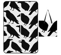 FekiLoot Outdoor Picnic Blanket Waterproof Foldable Beach Blankets Black Crow Silhouette Extra Large Lightweight Picnic Mat for Beach, Spring Camping Grass Lawn Park Accessories 150x100cm
