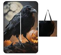 FekiLoot Outdoor Picnic Blanket Waterproof Foldable Beach Blankets Frightening Halloween Crow Extra Large Lightweight Picnic Mat for Beach, Spring Camping Grass Lawn Park Accessories 150x100cm