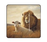 FekiLoot Outdoor Picnic Blanket Waterproof Foldable Beach Blankets Lion Sheep Extra Large Lightweight Picnic Mat for Beach, Spring Camping Grass Lawn Park Accessories 150x150cm
