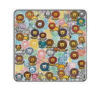FekiLoot Outdoor Picnic Blanket Waterproof Foldable Beach Blankets Little Lion Doodle Extra Large Lightweight Picnic Mat for Beach, Spring Camping Grass Lawn Park Accessories 200x200cm