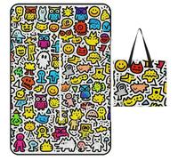 FekiLoot Outdoor Picnic Blanket Waterproof Foldable Beach Blankets Little Owls Doodle Extra Large Lightweight Picnic Mat for Beach, Spring Camping Grass Lawn Park Accessories 150x100cm